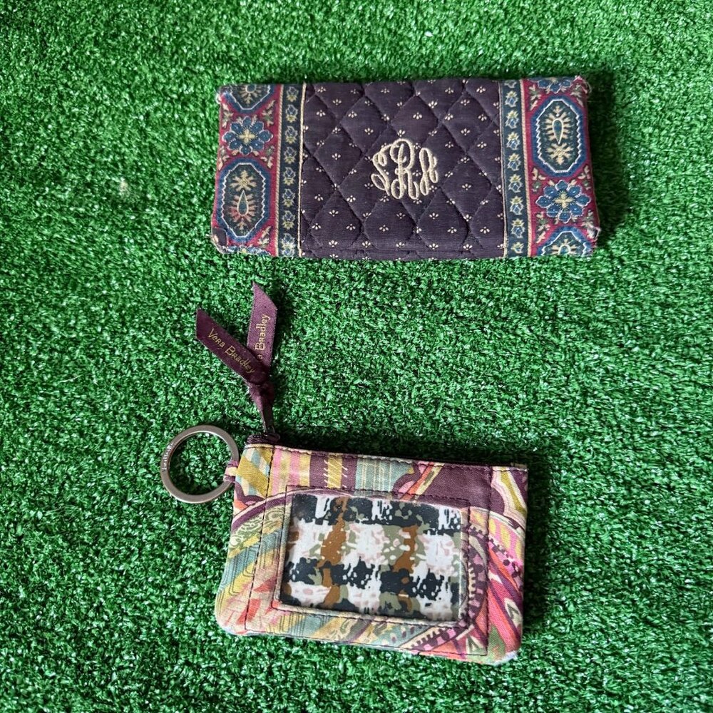 Vera Bradley Set of Two Zip ID Case and Vintage USA Old Style Checkbook Cover